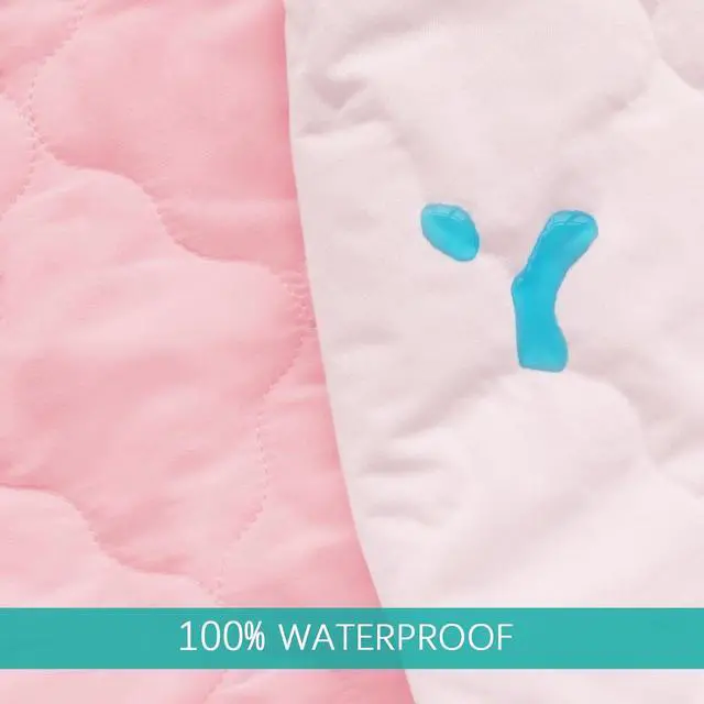 Alt view image 4 of 5 - Waterproof Pack and Play Mattress Pad Sheets Fitted, Pink Protector Cover