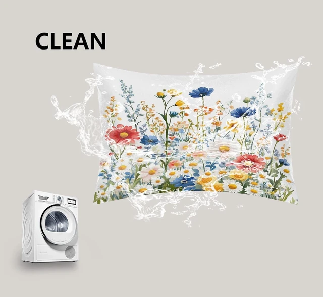 Alt view image 6 of 7 - Wild Colorful Daisy Satin Pillowcase for Hair and Skin, Silk Pillowcase Standard Size Silky Pillow Case with Zipper Slip Cooling Pillow Cover (20x26 Inches)