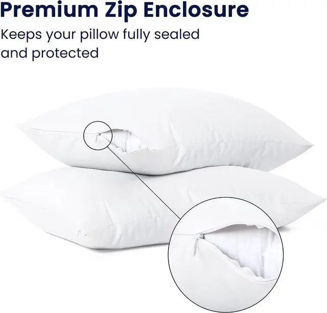 Alt view image 3 of 7 - Waterproof Standard Size Pillow Protectors Set of 2 Soft Microfiber Zippered Pillow Case Protector, Noiseless Breathable TPU Backed Pillow Encasement Standard 2 Pack