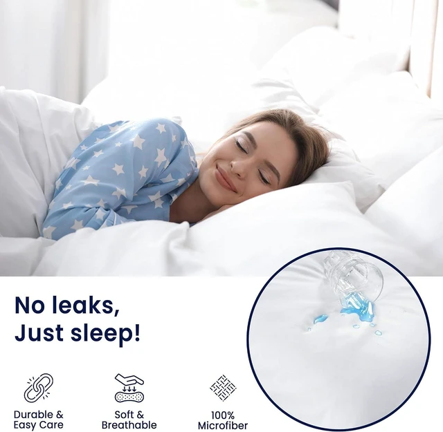 Alt view image 4 of 7 - Waterproof Standard Size Pillow Protectors Set of 2 Soft Microfiber Zippered Pillow Case Protector, Noiseless Breathable TPU Backed Pillow Encasement Standard 2 Pack