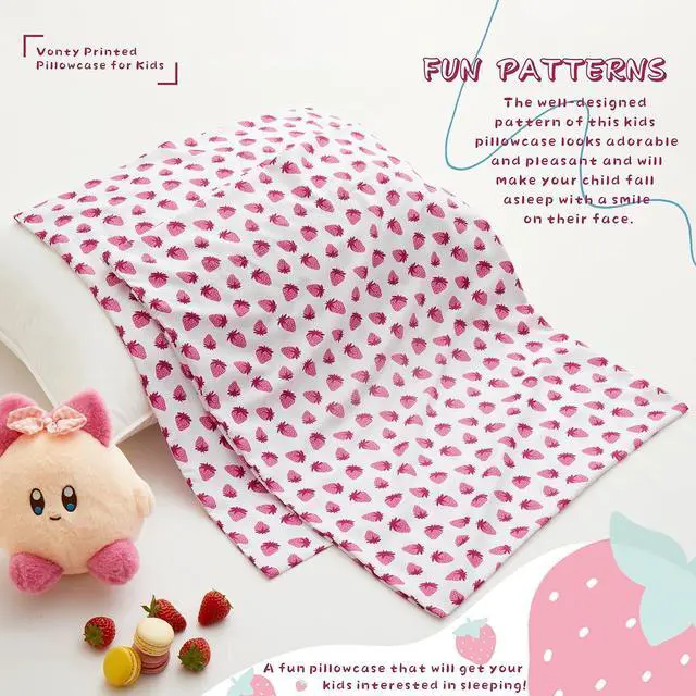Alt view image 4 of 7 - Kids Pillowcase Pink Strawberry Printed Standard Pillow Cases, Microfiber Kids Pillow Cases for Girls - Soft & Breathable 20x26 Pillow Covers(1Pcs)