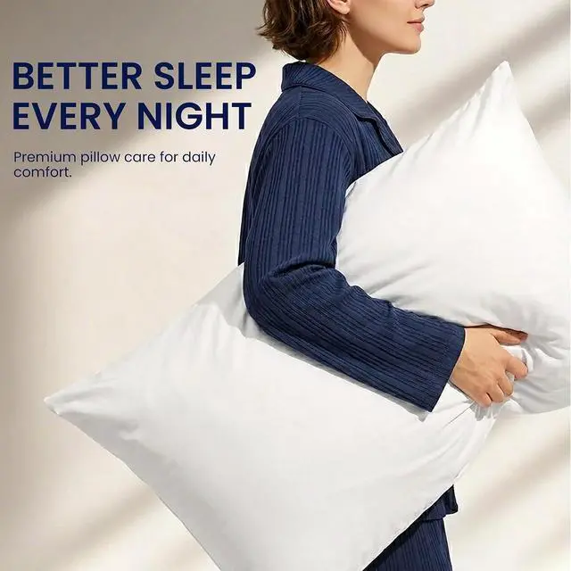 Alt view image 5 of 7 - Waterproof Standard Size Pillow Protectors Set of 2 Soft Microfiber Zippered Pillow Case Protector, Noiseless Breathable TPU Backed Pillow Encasement Standard 2 Pack