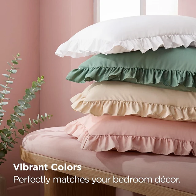 Alt view image 7 of 7 - Ruffle Pillow Cases Standard Size Set of 2, Navy Pillow Shams