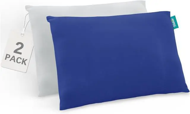 Main image of Organic Cotton Toddler Pillowcase 2 Pack, (Pillowcase Only) Kids Pillowcase for Sleeping Fit Pillow Sized 13"x 18" or 14"x19", Envelope Travel Pillowcases for Girl Boy, Gray&Navy Blue