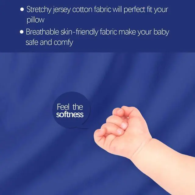 Alt view image 2 of 5 - Organic Cotton Toddler Pillowcase 2 Pack, (Pillowcase Only) Kids Pillowcase for Sleeping Fit Pillow Sized 13"x 18" or 14"x19", Envelope Travel Pillowcases for Girl Boy, Gray&Navy Blue
