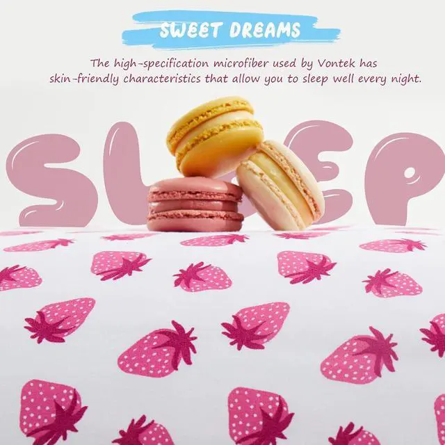 Alt view image 5 of 7 - Kids Pillowcase Pink Strawberry Printed Standard Pillow Cases, Microfiber Kids Pillow Cases for Girls - Soft & Breathable 20x26 Pillow Covers(1Pcs)