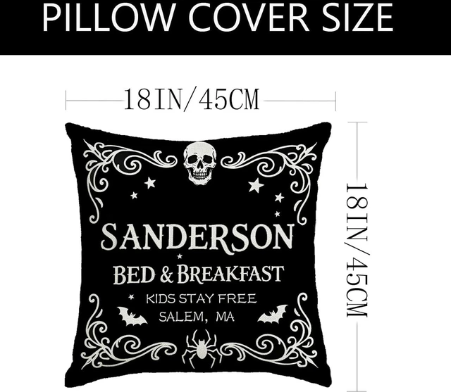 Alt view image 3 of 7 - Halloween Decorations Pillow Covers 18x18 Inch,Set of 4 Vintage Halloween Decor Indoor Outdoor Throw Pillow Covers, Hocus Pocus Farmhouse Saying Linen Cushion Case for Home Sofa Couch Bedroom Chair