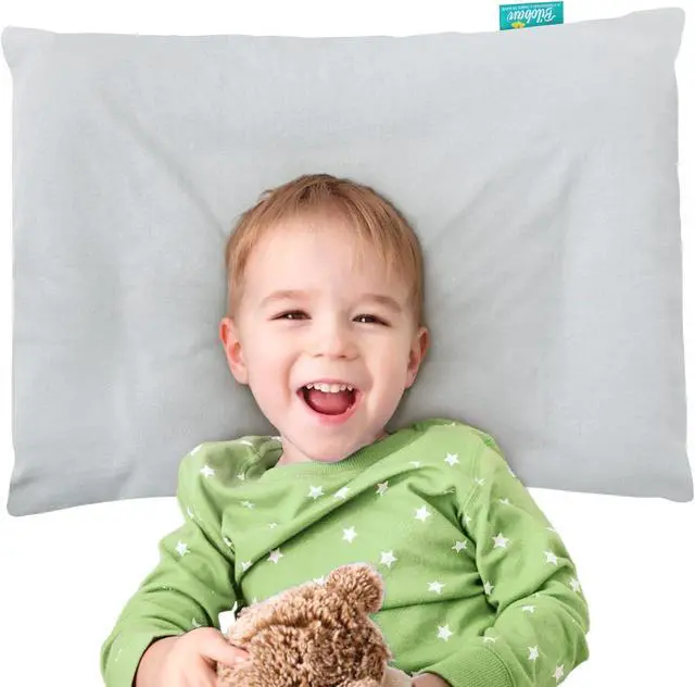 Alt view image 5 of 5 - Organic Cotton Toddler Pillowcase 2 Pack, (Pillowcase Only) Kids Pillowcase for Sleeping Fit Pillow Sized 13"x 18" or 14"x19", Envelope Travel Pillowcases for Girl Boy, Gray&Navy Blue