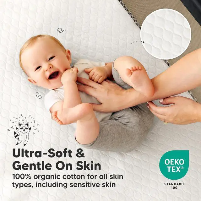 Alt view image 5 of 7 - 1pk Waterproof Mini Crib Mattress Protector Fitted 38x26 (Soft White, Mini)