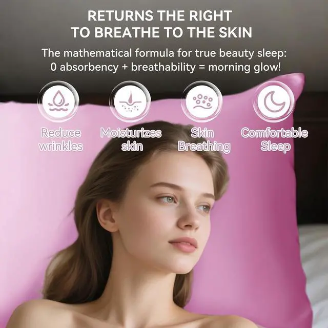 Alt view image 3 of 7 - Satin Pillowcase Set for Hair & Skin Care Cooling, Hypoallergenic, Anti-Frizz, Wrinkle-Free Soft, Luxurious Pillowcases with Envelope Closure 2-Pack, Standard Size 20x26, Gift-Ready