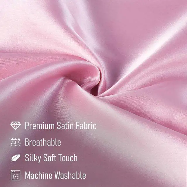 Alt view image 5 of 7 - Satin Pillowcase Set for Hair & Skin Care Cooling, Hypoallergenic, Anti-Frizz, Wrinkle-Free Soft, Luxurious Pillowcases with Envelope Closure 2-Pack, Standard Size 20x26, Gift-Ready