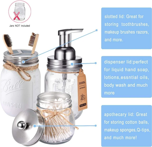 Alt view image 2 of 7 - Mason Jar Bathroom Accessories Set(4pcs)- Jars Not Included,Brushed Nickel