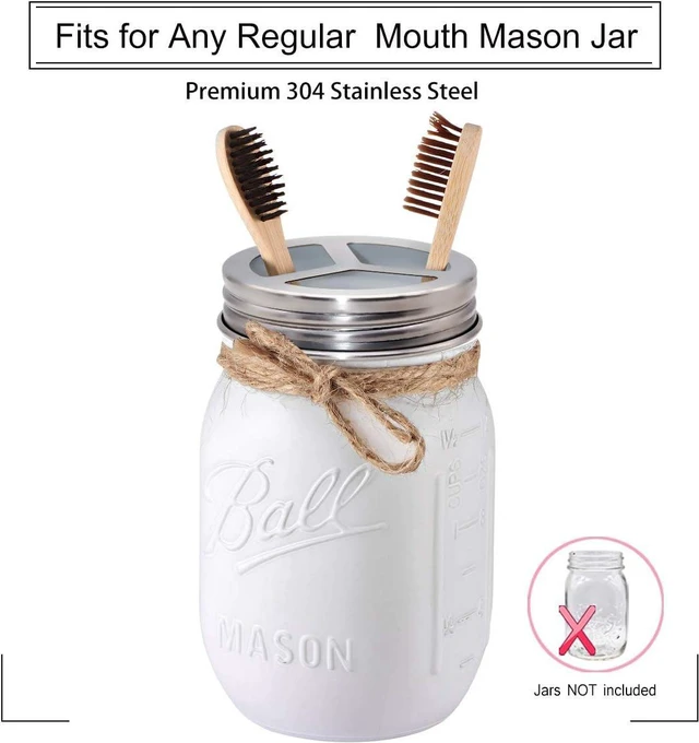 Alt view image 4 of 7 - Mason Jar Bathroom Accessories Set(4pcs)- Jars Not Included,Brushed Nickel