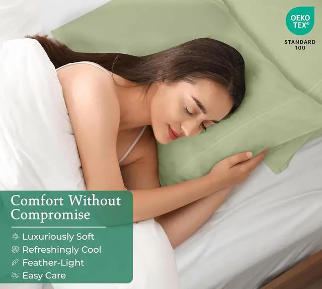 Alt view image 3 of 7 - Royale Linens King Pillowcase Set of 2 - Bed Pillow Cover - 20" x 40" -Sage Green Pillowcases - 1800 Brushed Microfiber, Wrinkle & Fade Resistant - Soft & Cozy- King Size Pillow Case (Sage)