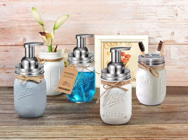 Alt view image 6 of 7 - Mason Jar Bathroom Accessories Set(4pcs)- Jars Not Included,Brushed Nickel