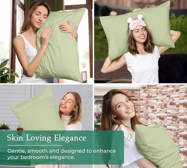 Alt view image 4 of 7 - Royale Linens King Pillowcase Set of 2 - Bed Pillow Cover - 20" x 40" -Sage Green Pillowcases - 1800 Brushed Microfiber, Wrinkle & Fade Resistant - Soft & Cozy- King Size Pillow Case (Sage)
