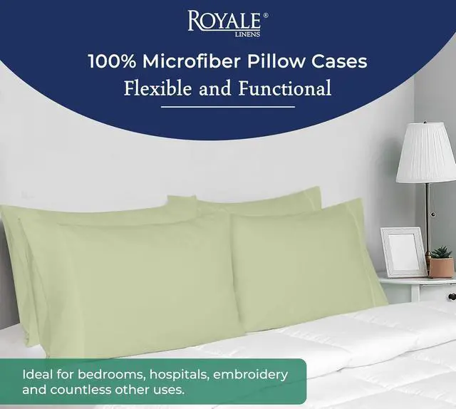Alt view image 6 of 7 - Royale Linens King Pillowcase Set of 2 - Bed Pillow Cover - 20" x 40" -Sage Green Pillowcases - 1800 Brushed Microfiber, Wrinkle & Fade Resistant - Soft & Cozy- King Size Pillow Case (Sage)