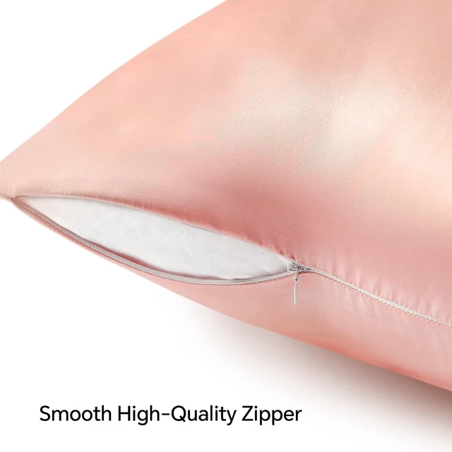 Alt view image 5 of 6 - Zipper Satin Pillowcases, Standard Size 20"x26", Coral, Set of 2