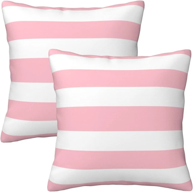 Main image of Pink and White Stripes Farmhouse Throw Pillow Covers 18x18 Inch Pillow Case Soft Cushion Pillow Covers Set of 2 for Sofa Bedroom Chair Living Room Home Decorative