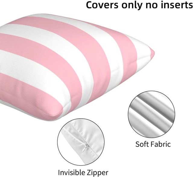 Alt view image 5 of 7 - Pink and White Stripes Farmhouse Throw Pillow Covers 18x18 Inch Pillow Case Soft Cushion Pillow Covers Set of 2 for Sofa Bedroom Chair Living Room Home Decorative