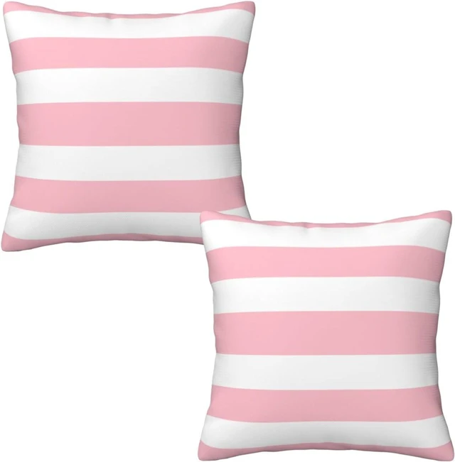 Alt view image 6 of 7 - Pink and White Stripes Farmhouse Throw Pillow Covers 18x18 Inch Pillow Case Soft Cushion Pillow Covers Set of 2 for Sofa Bedroom Chair Living Room Home Decorative