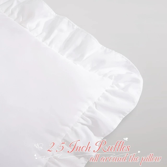 Alt view image 4 of 6 - White Ruffle Body Pillow Cover 20x54 Inch, Ruffled Long Pillowcase for Couch Sofa Bed, Decorative Farmhouse Body Pillow Shams, Pack of 1