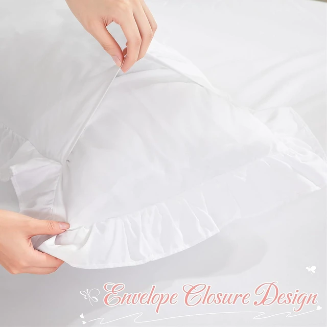 Alt view image 5 of 6 - White Ruffle Body Pillow Cover 20x54 Inch, Ruffled Long Pillowcase for Couch Sofa Bed, Decorative Farmhouse Body Pillow Shams, Pack of 1