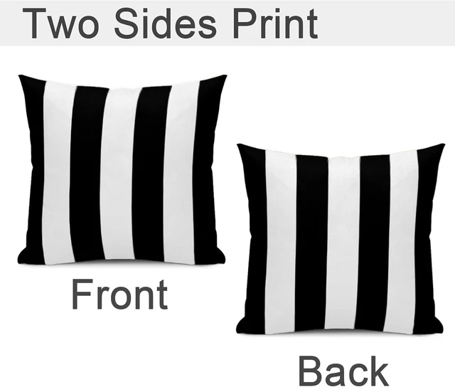 Alt view image 2 of 7 - 2 Sets Striped Decorative Throw Pillow Covers, 18x18 Inch for Living Room Couch Bed Sofa, Black and White Striped Home Decor, Soft Cushion Case