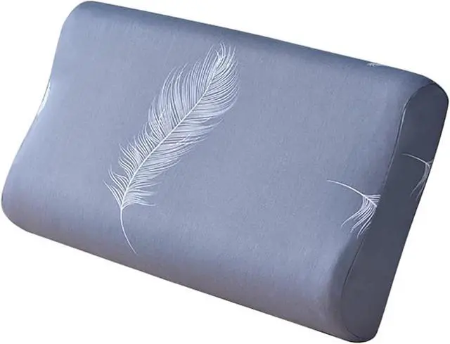 Alt view image 2 of 7 - Pillow Case for Cervical Neck Pillow - Standard Size Cotton Pillowcase with Zipper, Washable Breathable Pillow Cover for Contour Memory Foam Pillow - Grey Feather 23.6"x13.8" | Contour Neck Memory Foa