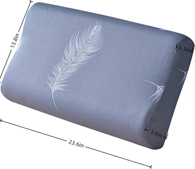 Alt view image 4 of 7 - Pillow Case for Cervical Neck Pillow - Standard Size Cotton Pillowcase with Zipper, Washable Breathable Pillow Cover for Contour Memory Foam Pillow - Grey Feather 23.6"x13.8" | Contour Neck Memory Foa