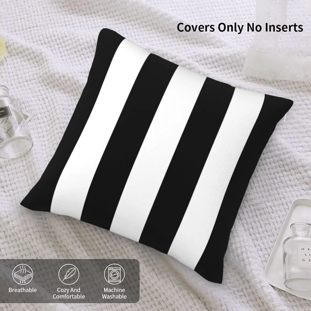 Alt view image 5 of 7 - 2 Sets Striped Decorative Throw Pillow Covers, 18x18 Inch for Living Room Couch Bed Sofa, Black and White Striped Home Decor, Soft Cushion Case