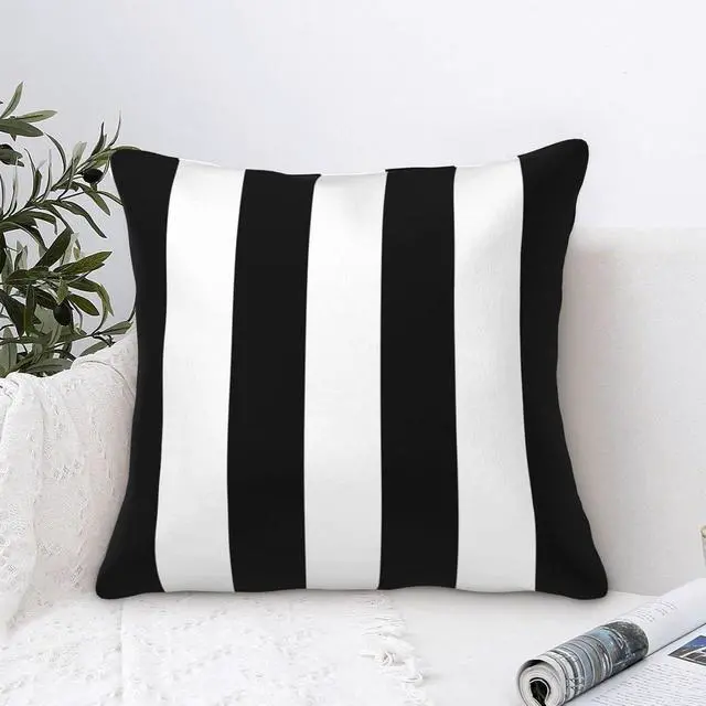 Alt view image 6 of 7 - 2 Sets Striped Decorative Throw Pillow Covers, 18x18 Inch for Living Room Couch Bed Sofa, Black and White Striped Home Decor, Soft Cushion Case