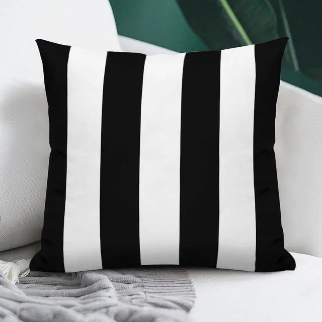 Alt view image 7 of 7 - 2 Sets Striped Decorative Throw Pillow Covers, 18x18 Inch for Living Room Couch Bed Sofa, Black and White Striped Home Decor, Soft Cushion Case