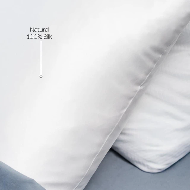 Alt view image 5 of 7 - Cleo Health & Beauty 100% Mulberry Silk Pillowcase for Hair and Skin Standard Size White Soft Smooth Anti Frizz Beauty Sleep Pillow Case with Hidden Zipper