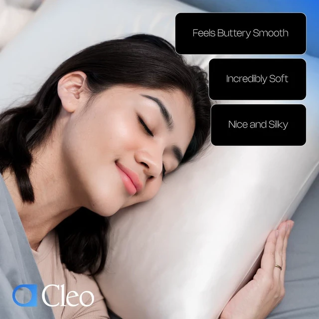 Alt view image 7 of 7 - Cleo Health & Beauty 100% Mulberry Silk Pillowcase for Hair and Skin Standard Size White Soft Smooth Anti Frizz Beauty Sleep Pillow Case with Hidden Zipper