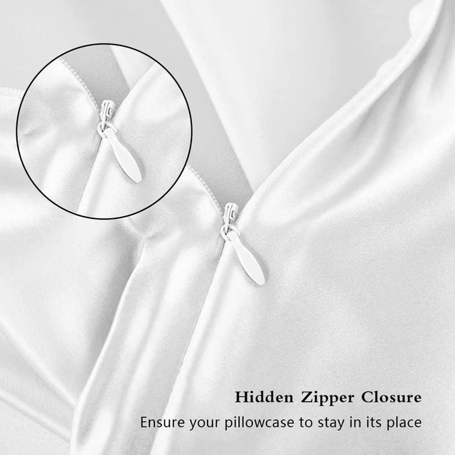 Alt view image 3 of 7 - Silk Pillowcase for Hair and Skin, Mulberry Silk Pillow Cases Standard Size, Anti Acne Cooling Sleep Both Sides Natural Silk Satin Pillow Case Covers with Hidden Zipper, Gifts for Women Men, White