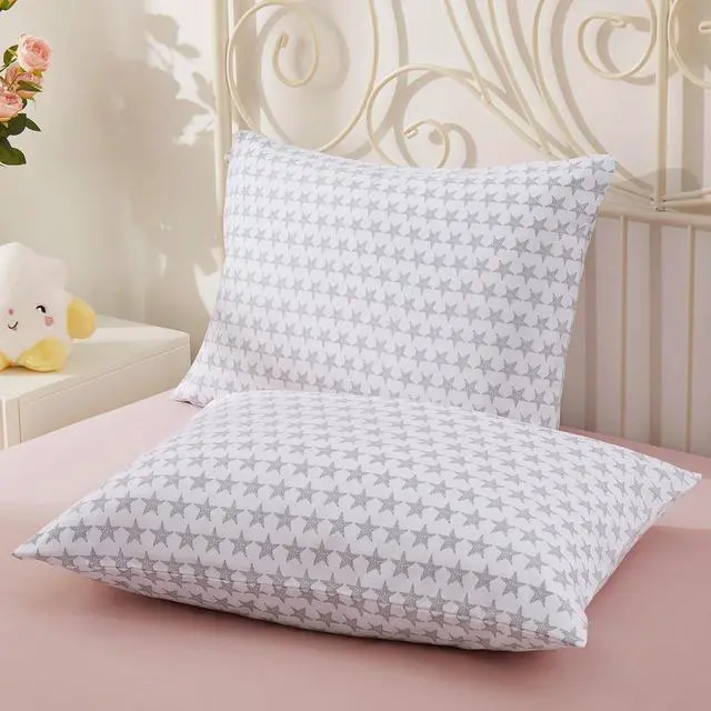 Main image of Kids Pillowcase White Stars Printed Standard Pillow Cases, Microfiber Kids Pillow Cases for Girls - Soft & Breathable 20x26 Pillow Covers(2Pcs)