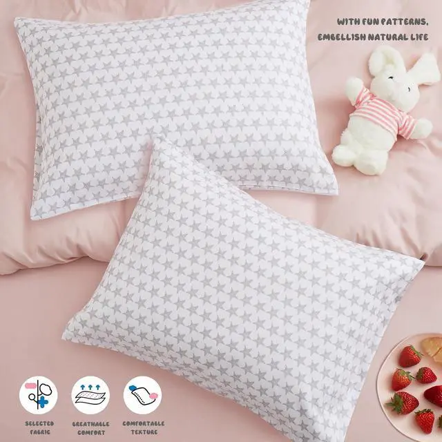 Alt view image 6 of 7 - Kids Pillowcase White Stars Printed Standard Pillow Cases, Microfiber Kids Pillow Cases for Girls - Soft & Breathable 20x26 Pillow Covers(2Pcs)