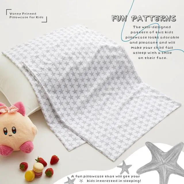 Alt view image 3 of 7 - Kids Pillowcase White Stars Printed Standard Pillow Cases, Microfiber Kids Pillow Cases for Girls - Soft & Breathable 20x26 Pillow Covers(2Pcs)