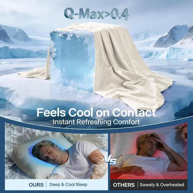 Alt view image 2 of 7 - Luxury Cooling Pillowcases Queen Size 2 Pack, Q-Max>0.4 Cool Touch for Hot Sleepers&Night Sweats Beauty Sleep Anti-Frizz, Softer Than Silk Pillowcover Oeko-TEX Certified Champagne
