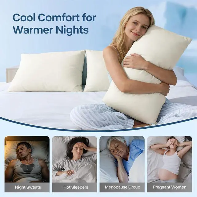 Alt view image 4 of 7 - Luxury Cooling Pillowcases Queen Size 2 Pack, Q-Max>0.4 Cool Touch for Hot Sleepers&Night Sweats Beauty Sleep Anti-Frizz, Softer Than Silk Pillowcover Oeko-TEX Certified Champagne