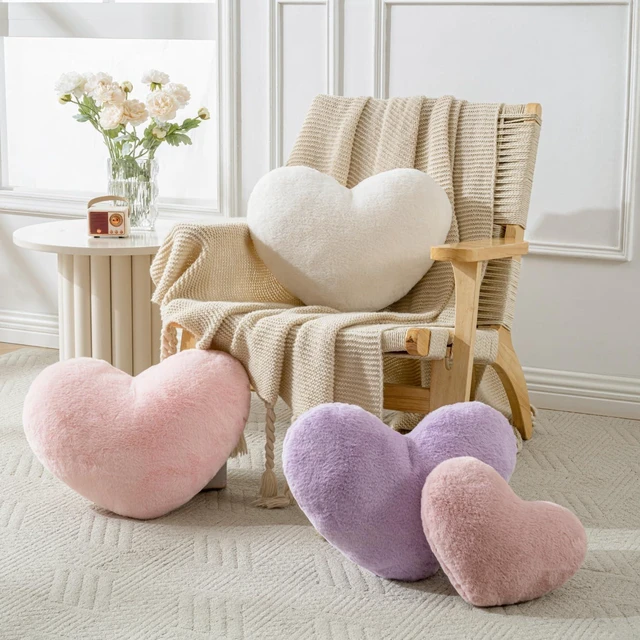 Alt view image 2 of 6 - Heart Pillow,White Throw Pillows 12.8x9.8in