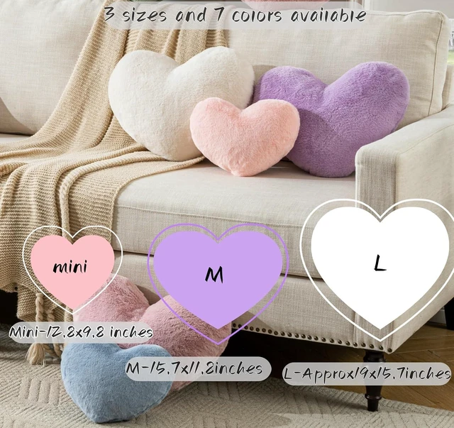 Alt view image 5 of 6 - Heart Pillow,White Throw Pillows 12.8x9.8in