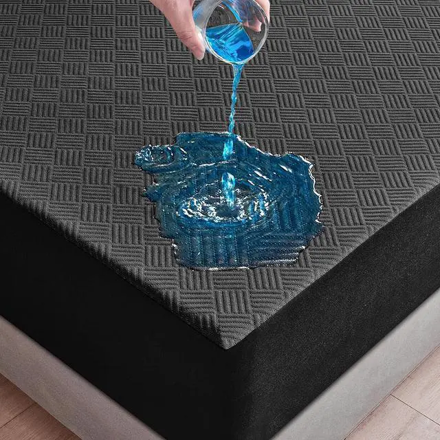 Main image of Twin Waterproof Mattress Protector, Premium 3D Air Fabric Mattress Pad Cover Soft Breathable Noiseless, Cooling Mattress Cover with Deep Pocket Up to 18'', Black (39'' X 75'')