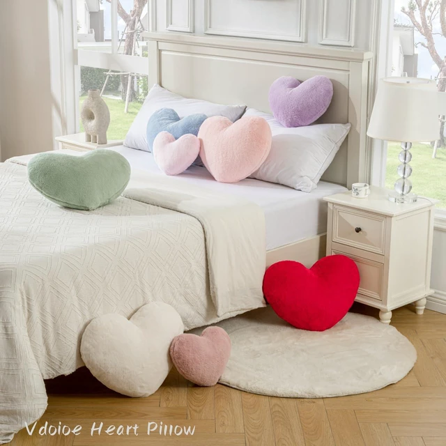 Alt view image 4 of 6 - Heart Pillow,White Throw Pillows 12.8x9.8in