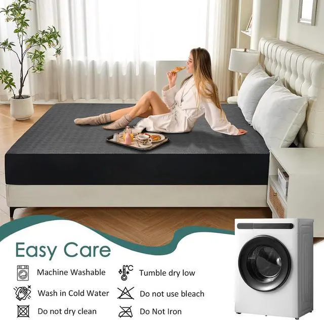 Alt view image 5 of 7 - Twin Waterproof Mattress Protector, Premium 3D Air Fabric Mattress Pad Cover Soft Breathable Noiseless, Cooling Mattress Cover with Deep Pocket Up to 18'', Black (39'' X 75'')