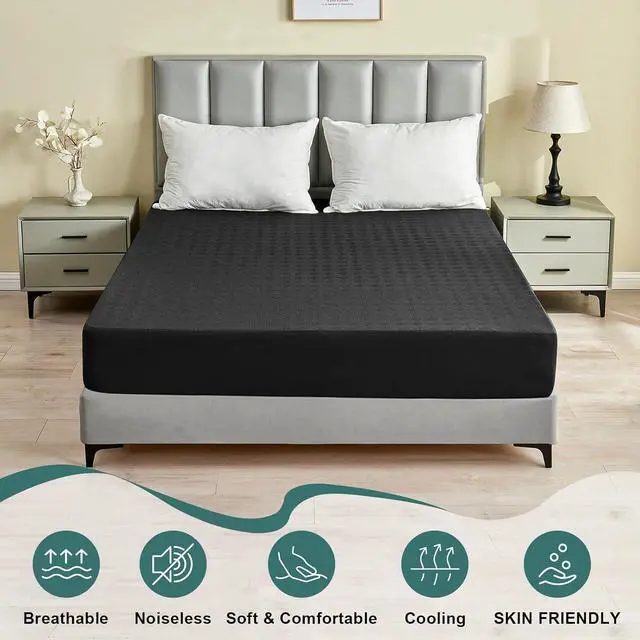 Alt view image 6 of 7 - Twin Waterproof Mattress Protector, Premium 3D Air Fabric Mattress Pad Cover Soft Breathable Noiseless, Cooling Mattress Cover with Deep Pocket Up to 18'', Black (39'' X 75'')
