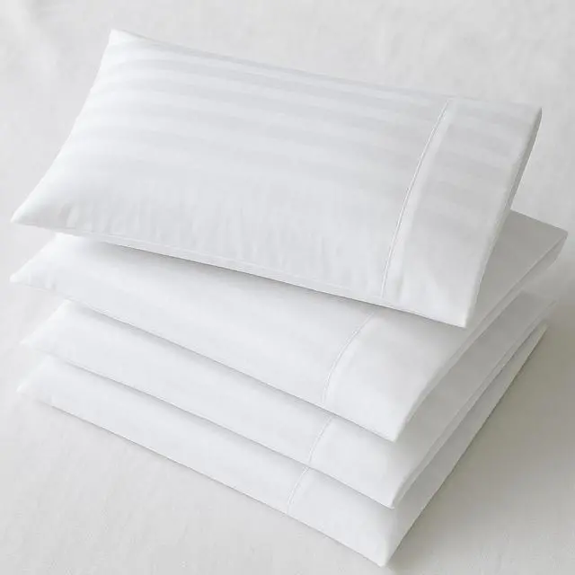 Alt view image 2 of 7 - Hotel Quality Premium Pillowcases King Size Set of 4 Cotton Pillows for Sleeping, Smooth & Silky Cozy Breathable Bed Pillow Covers Machine Washable in White Stripe