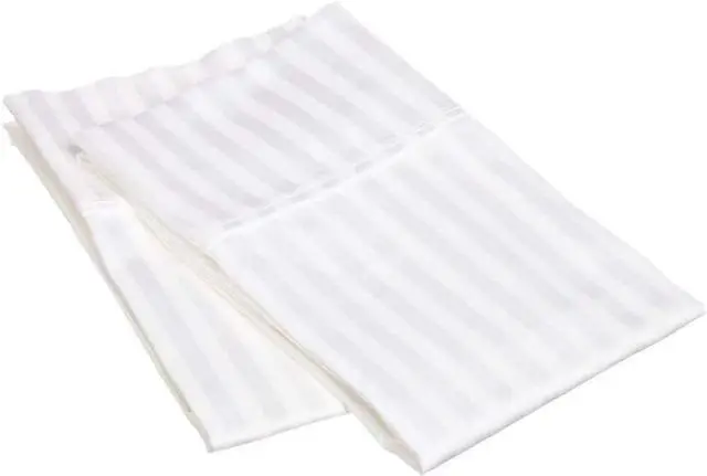 Alt view image 3 of 7 - Hotel Quality Premium Pillowcases King Size Set of 4 Cotton Pillows for Sleeping, Smooth & Silky Cozy Breathable Bed Pillow Covers Machine Washable in White Stripe