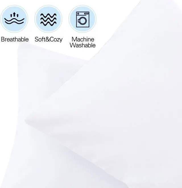 Alt view image 3 of 4 - 100% Cotton Toddler Pillowcase/Travel Pillowcase Pack of 2 Set 14x20 Inches with Envelope Closure - Hypoallergenic, Soft & Breathable Kid Pillow Case Cover Solid White